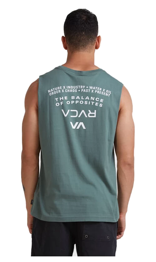 RVCA Slice Mens Muscle Tee Balsam Green 2 RVCA Slice Mens Muscle Tee Balsam Green - Image 2