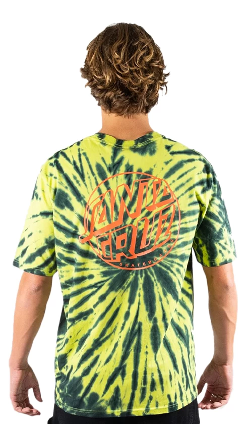Santa Cruz Fish Eye Dot Mens T-Shirt Lime/Tie Dye 2 Santa Cruz Fish Eye Dot Mens T-Shirt Lime/Tie Dye - Image 2