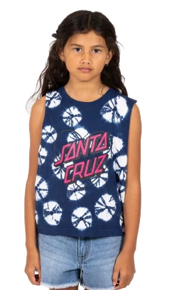 Santa Cruz Gradient Heart Dot Youth Muscle Tee Navy/Tie Dye