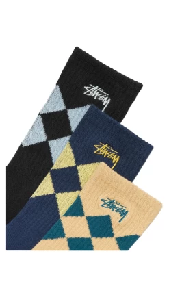 Stussy Argyle Mens Socks 3pk Multi Coloured -Trendy Clothing Store 2StussyArgyleMensSocks3pkMultiColoured
