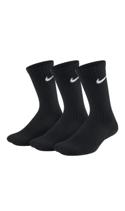 Nike Performance Cushion Crew Youth Socks Black 3pk
