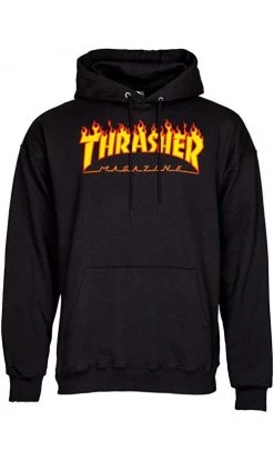Thrasher Flame Logo Mens Hoodie Black