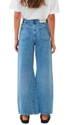 Afends Gigi Hemp Denim Ladies Flared Jeans Worn Blue -Trendy Clothing Store AfendsGigiHempDenimLadiesFlaredJeansWornBluev2