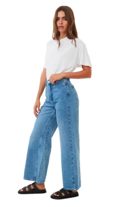 Afends Gigi Hemp Denim Ladies Flared Jeans Worn Blue -Trendy Clothing Store AfendsGigiHempDenimLadiesFlaredJeansWornBluev5