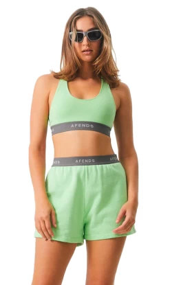 Afends Homebase Hemp Ladies Sweat Shorts Lime Green 5 Afends Homebase Hemp Ladies Sweat Shorts Lime Green -Trendy Clothing Store AfendsHomebaseHempLadiesSweatShortsLimeGreen