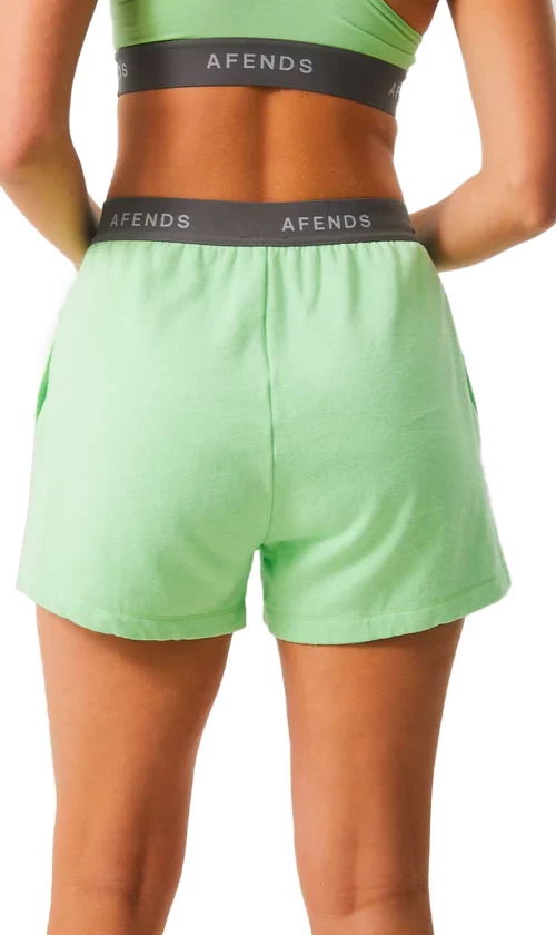 Afends Homebase Hemp Ladies Sweat Shorts Lime Green 2 Afends Homebase Hemp Ladies Sweat Shorts Lime Green - Image 2
