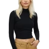 Afends Iconic Hemp Ribbed Ladies Long Sleeve Tee Black