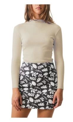 Afends Iconic Hemp Ribbed Ladies Long Sleeve Tee Cement