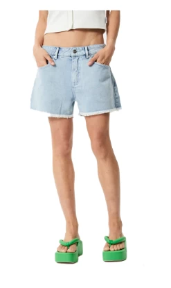 Afends Isabella Hemp Ladies Denim Low Rise Shorts Vintage Blue