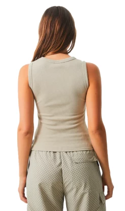 Afends Milla Hemp Ladies Ribbed Singlet Cement -Trendy Clothing Store AfendsMillaHempLadiesRibbedSingletCementv2