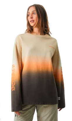 Afends Polarised Recycled Ladies Crew Neck Jumper Cement