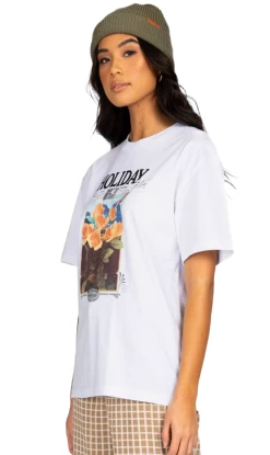 Rusty Dream Holiday Ladies Boyfriend T-shirt White -Trendy Clothing Store DreamHolidayWhite2