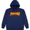 Thrasher Flame Youth Hoodie Navy