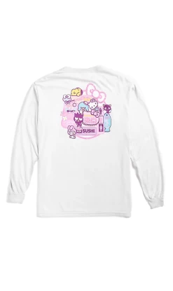 Girl Sanrio Restaurant Mens Long Sleeve Tee White
