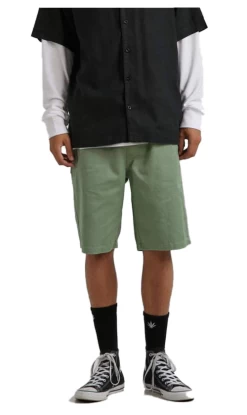Afends Dendy Mens Elastic Shorts Moss
