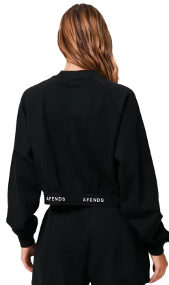 Afends Homebase Ladies Cropped Crew Neck Black 5 Afends Homebase Ladies Cropped Crew Neck Black -Trendy Clothing Store HomebaseJumper1