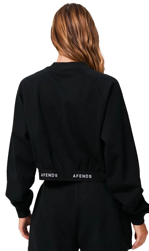 Afends Homebase Ladies Cropped Crew Neck Black 3 Afends Homebase Ladies Cropped Crew Neck Black - Image 3