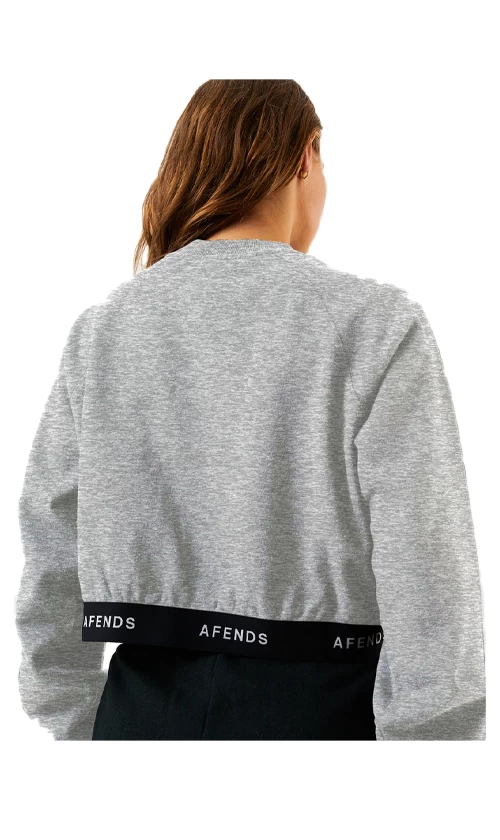 Afends Homebase Ladies Cropped Crew Neck Shadow Grey Marle 2 Afends Homebase Ladies Cropped Crew Neck Shadow Grey Marle - Image 2