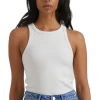 Afends Lydia Ladies Hemp Ribbed Singlet Off White