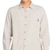 Rusty Overtone Mens Long Sleeve Linen T-Shirt Pumice Stone