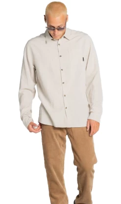 Rusty Overtone Mens Long Sleeve Linen T-Shirt Pumice Stone -Trendy Clothing Store OVertonePumiceStone2