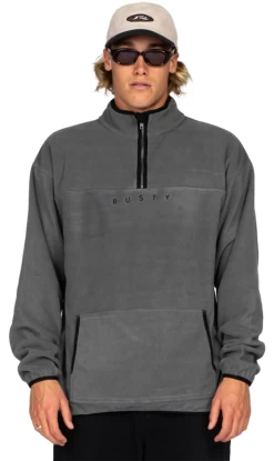 Rusty Polarized Mens 1/4 Zip Polar Fleece Gull