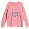 Santa Cruz Striped Reverse Dot Youth Girls Long Sleeve Tee Pink