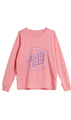 Santa Cruz Striped Reverse Dot Youth Girls Long Sleeve Tee Pink