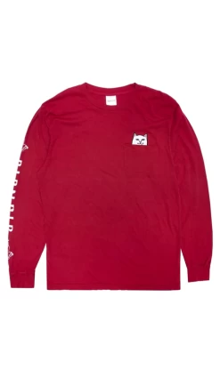 Rip N Dip Lord Nermal Mens Long Sleeve Tee Burgundy