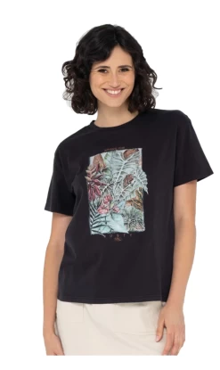 Rusty Botanical Club Relaxed Fit Ladies T-Shirt Black