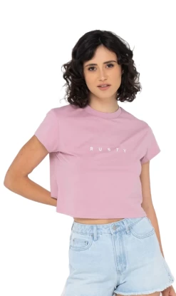 Rusty Essentials Classic Slim Ladies Crop Tee Vintage Pink