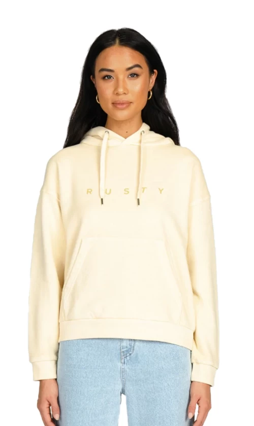 Rusty Essentials Ladies Relaxed Fleece Hoodie Pastel Yellow 1 Rusty Essentials Ladies Relaxed Fleece Hoodie Pastel Yellow