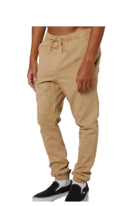 Rusty Hook Out Mens Elastic Pants Fennel