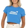 Rusty Island Vacation Ladies Cropped T-Shirt Blue Regatta