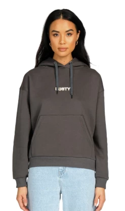 Rusty Movement Ladies Relaxed Fleece Hoodie Charcoal