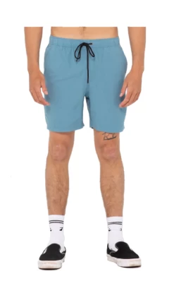 Rusty Overtone Linen Youth Shorts Blue Ashes