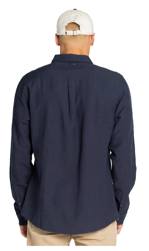 Rusty Overtone Mens Long Sleeve Linen T-Shirt Navy Blue 2 Rusty Overtone Mens Long Sleeve Linen T-Shirt Navy Blue - Image 2