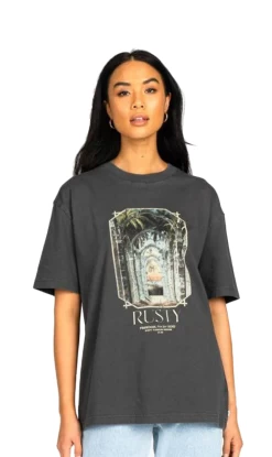Rusty Pleasure Seekers Ladies Boyfriend Fit Tee Charcoal