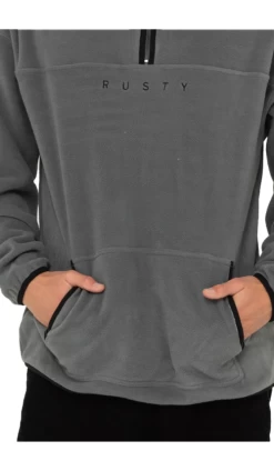 Rusty Polarized Mens 1/4 Zip Polar Fleece Gull -Trendy Clothing Store RustyPolarizedMens1 4ZipPolarFleeceGull