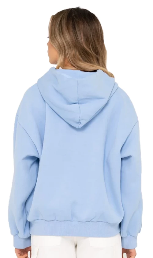 Rusty Script Oversize Ladies Hoodie Blue Bell 2 Rusty Script Oversize Ladies Hoodie Blue Bell - Image 2