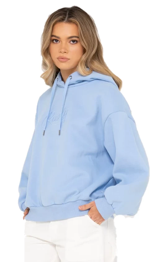 Rusty Script Oversize Ladies Hoodie Blue Bell 3 Rusty Script Oversize Ladies Hoodie Blue Bell - Image 3