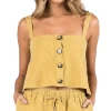 Rusty Heartbreaker Ladies Crop Cami Chartreuse