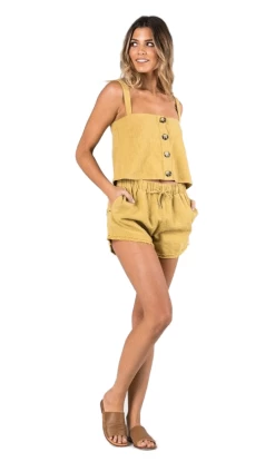 Rusty Heartbreaker Ladies Crop Cami Chartreuse -Trendy Clothing Store RustyTop1