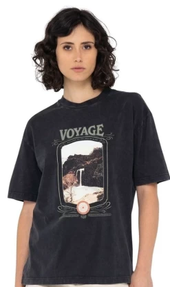 Rusty Voyage Boyfriend Fit Ladies T-Shirt Washed Black
