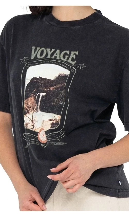 Rusty Voyage Boyfriend Fit Ladies T-Shirt Washed Black 2 Rusty Voyage Boyfriend Fit Ladies T-Shirt Washed Black - Image 2