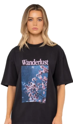 Rusty Wonderlust Oversized Ladies T-Shirt Black