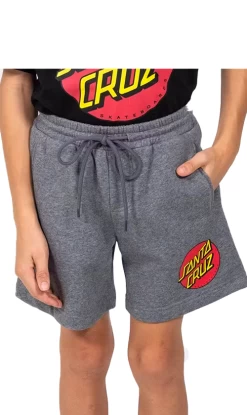 Santa Cruz Classic Dot Youth Track Shorts Grey Marle