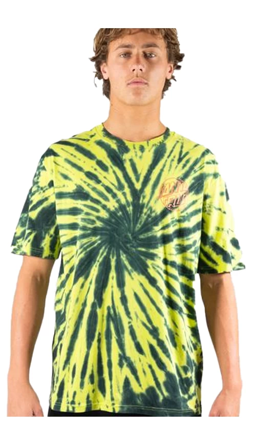 Santa Cruz Fish Eye Dot Mens T-Shirt Lime/Tie Dye 1 Santa Cruz Fish Eye Dot Mens T-Shirt Lime/Tie Dye