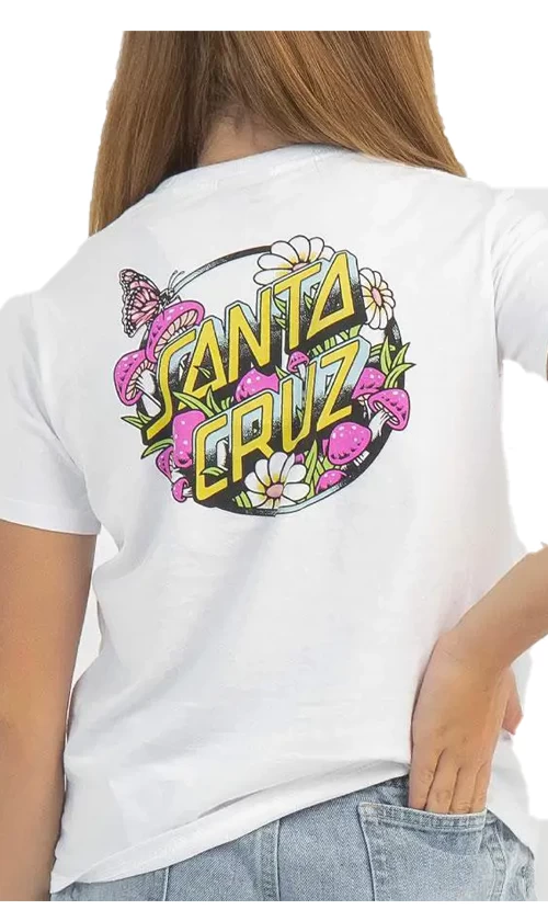 Santa Cruz Mushroom Monarch Dot Ladies T-Shirt White 1 Santa Cruz Mushroom Monarch Dot Ladies T-Shirt White