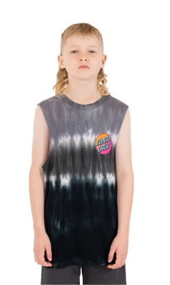 Santa Cruz Pop Fade Dot Youth Muscle Tee Black/Tie Dye -Trendy Clothing Store SantaCruzPopFadeDotYouthMuscleTeeBlackTieDye